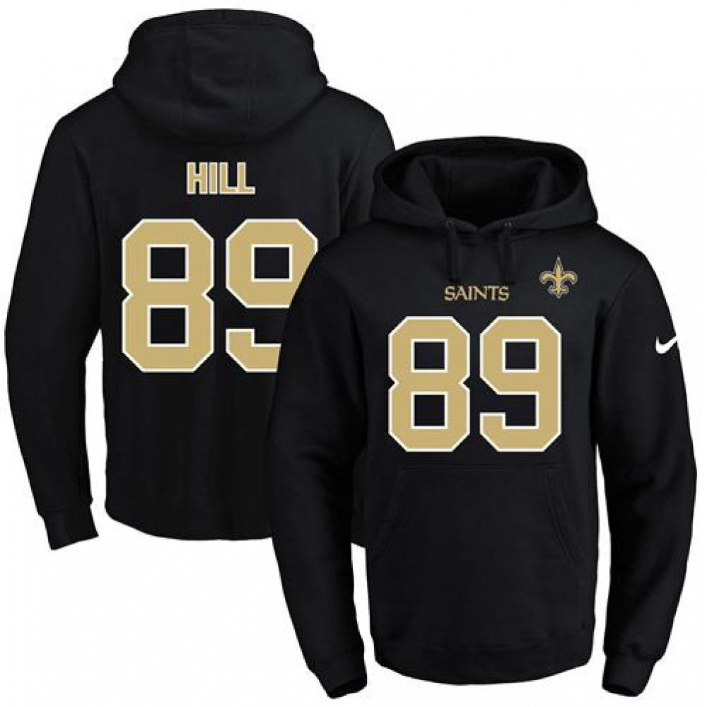 Saints #89 Josh Hill Black Name & Number Pullover NFL Hoodie 