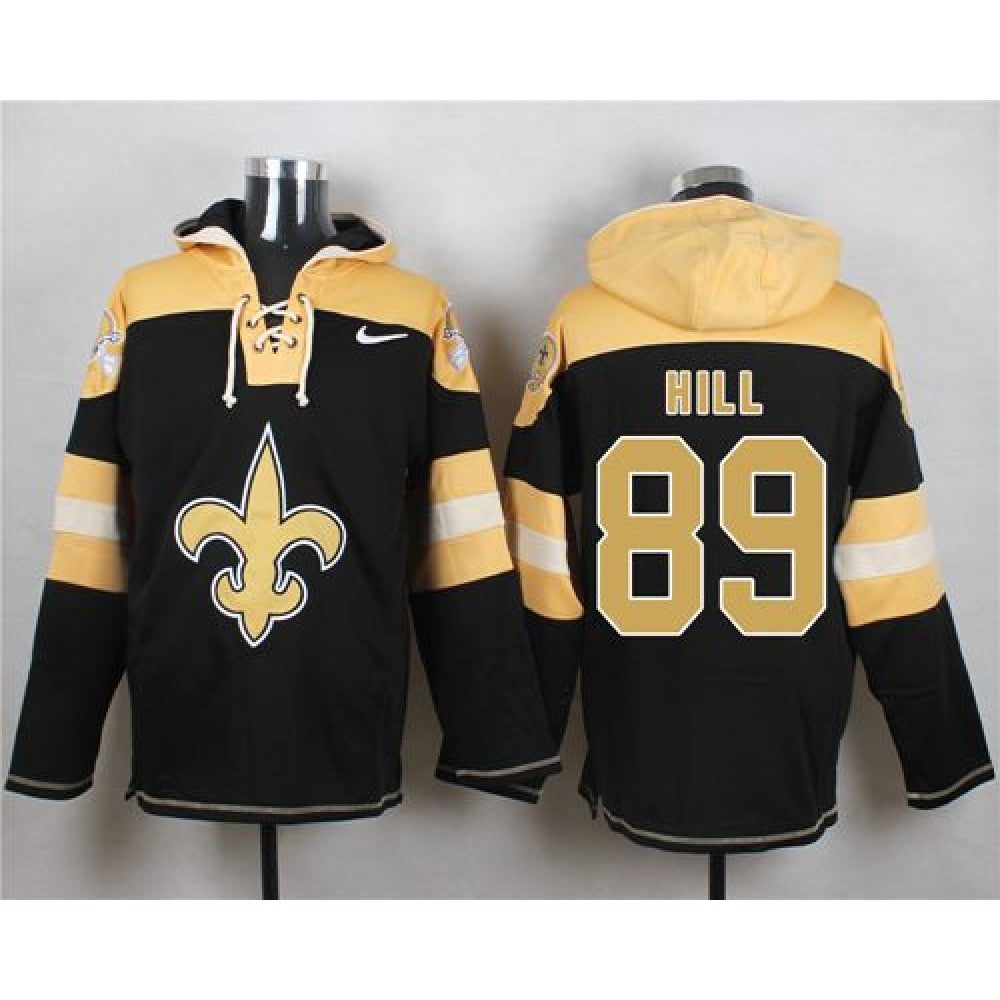 Saints #89 Josh Hill Black Player Pullover NFL Hoodie 