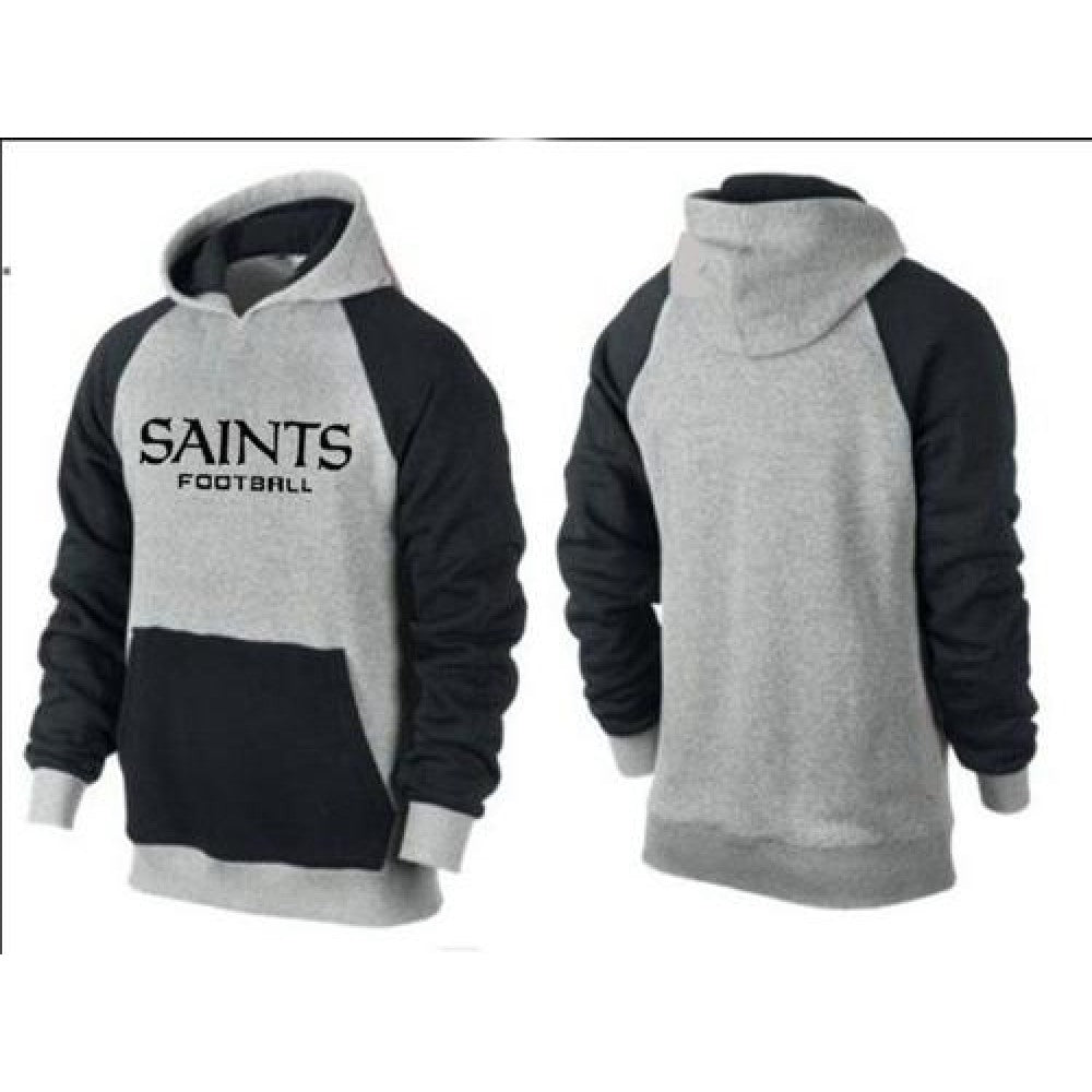 New Orleans Saints English Version Pullover Hoodie Grey & Black 