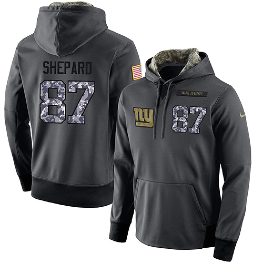 NFL Men's New York Giants #87 Sterling Shepard Stitched Black Anthracite Salute to Service Player Performance Hoodie 