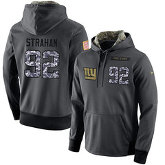 NFL Men's New York Giants #92 Michael Strahan Stitched Black Anthracite Salute to Service Player Performance Hoodie 