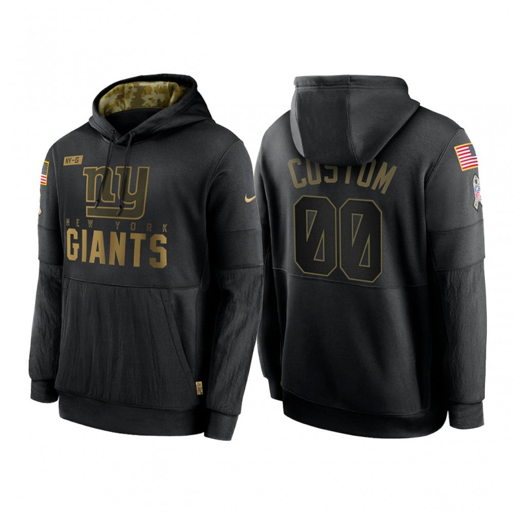 Men's New York Giants ACTIVE PLAYER Custom 2020 Black Salute to Service Sideline Performance Pullover Hoodie 