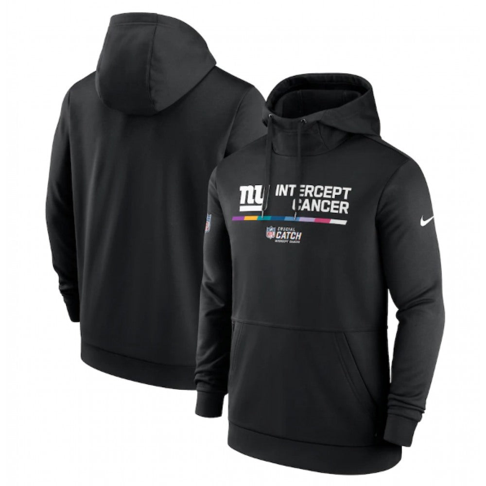 Men's New York Giants 2022 Black Crucial Catch Therma Performance Pullover Hoodie 