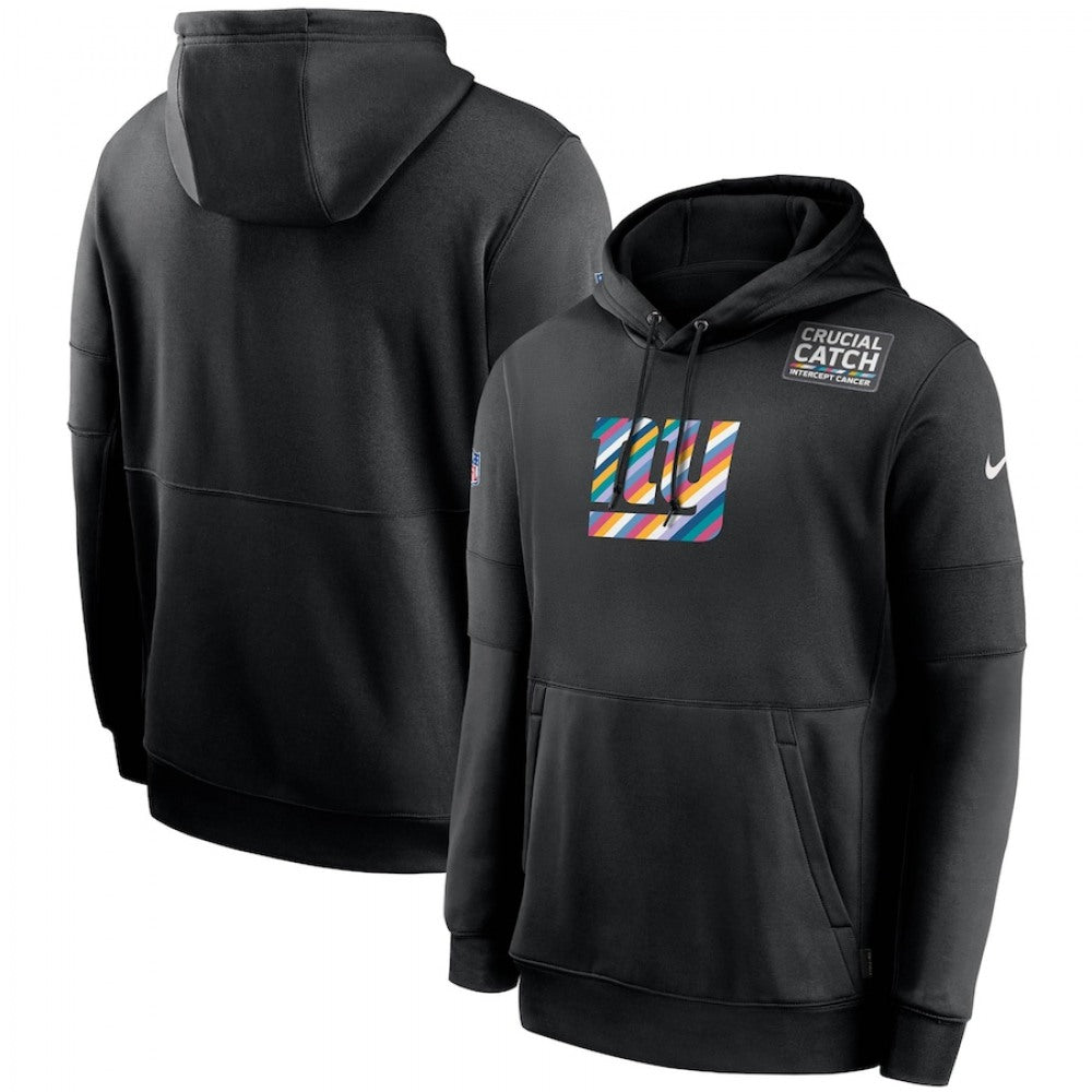 Men's New York Giants 2020 Black Crucial Catch Sideline Performance Pullover Hoodie 