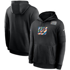 Men's New York Giants 2020 Black Crucial Catch Sideline Performance Pullover Hoodie 