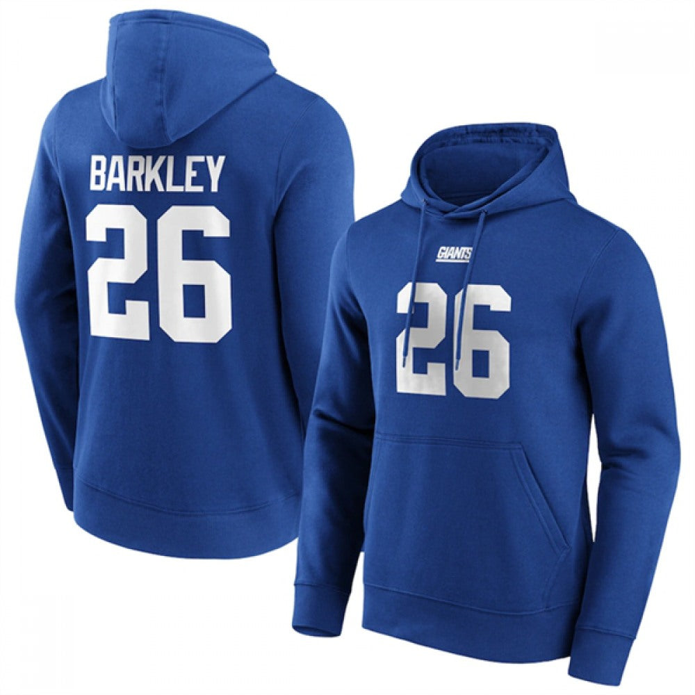Men's New York Giants #26 Saquon Barkley Blue Hoodie 