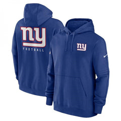 Men's New York Giants Blue Sideline Club Fleece Pullover Hoodie 