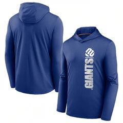 Men's New York Giants Blue Fan Gear Team Stack Hoodie Performance Long Sleeve T-Shirt 