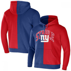 Men's New York Giants Blue/Red Split Logo Pullover Hoodie 