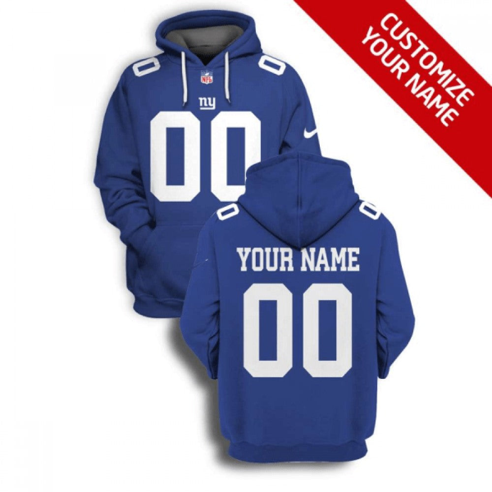 Men's New York Giants Active Player Custom 2021 Blue Pullover Hoodie 