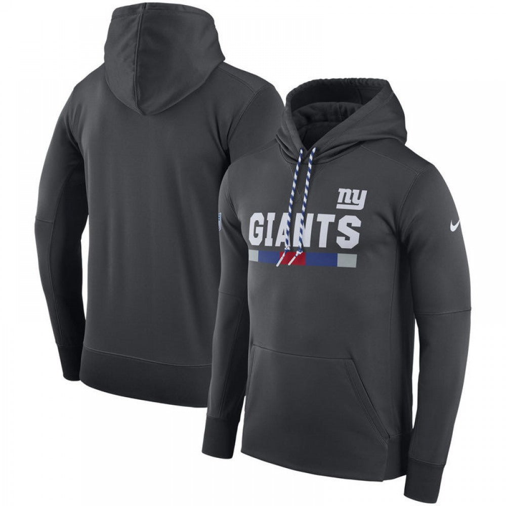 Men's New York Giants Charcoal Sideline Team Name Performance Pullover Hoodie 