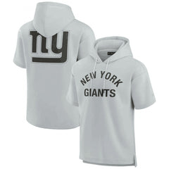 Men's New York Giants Gray Super Soft Fleece Short Sleeve Hoodie 