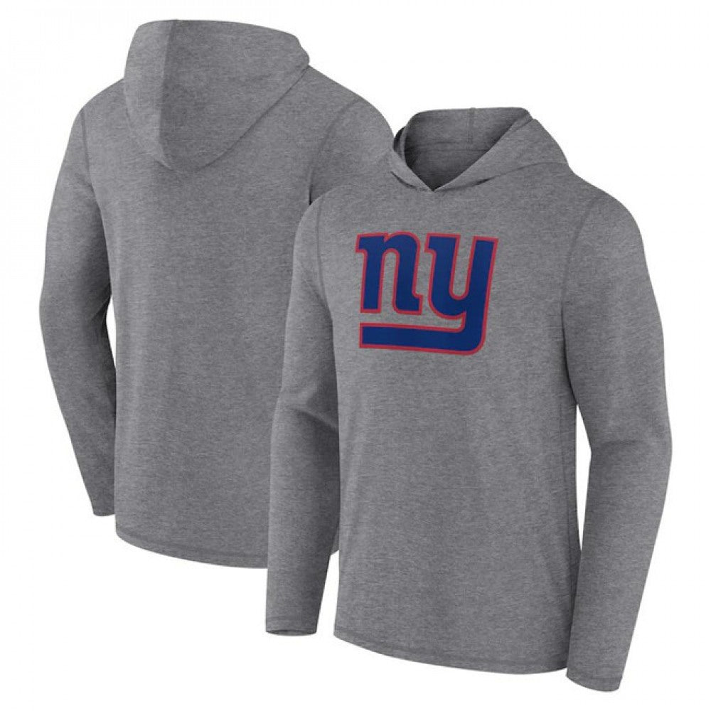 Men's New York Giants Heather Gray Primary Logo Long Sleeve Hoodie T-Shirt 