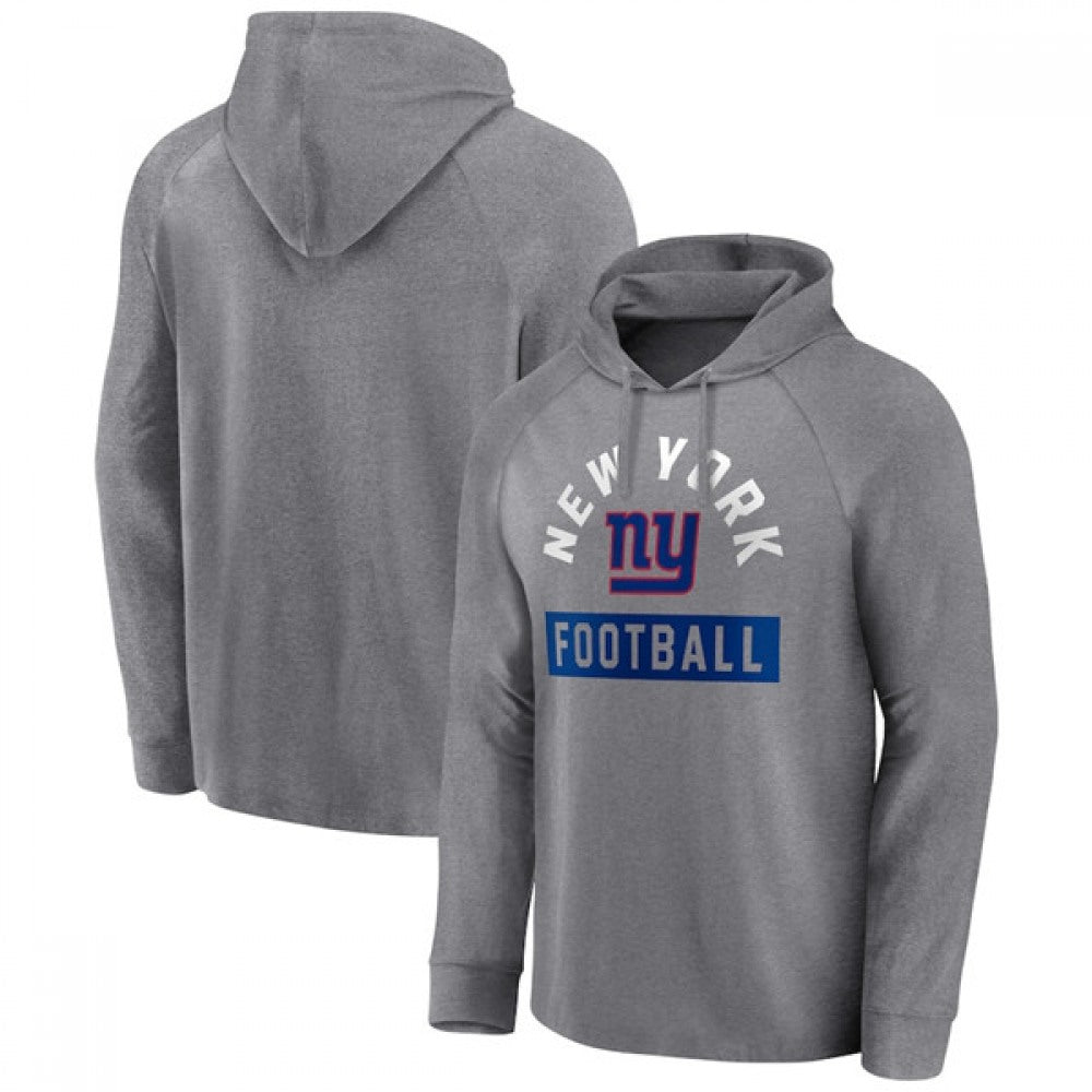 Men's New York Giants Heathered Gray No Time Off Raglan Pullover Hoodie 