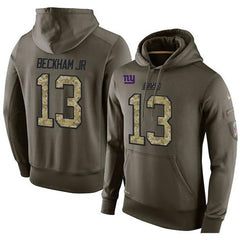 NFL Men's New York Giants #13 Odell Beckham Jr Stitched Green Olive Salute To Service KO Performance Hoodie 