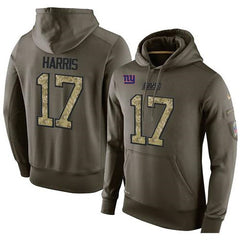 NFL Men's New York Giants #17 Dwayne Harris Stitched Green Olive Salute To Service KO Performance Hoodie 