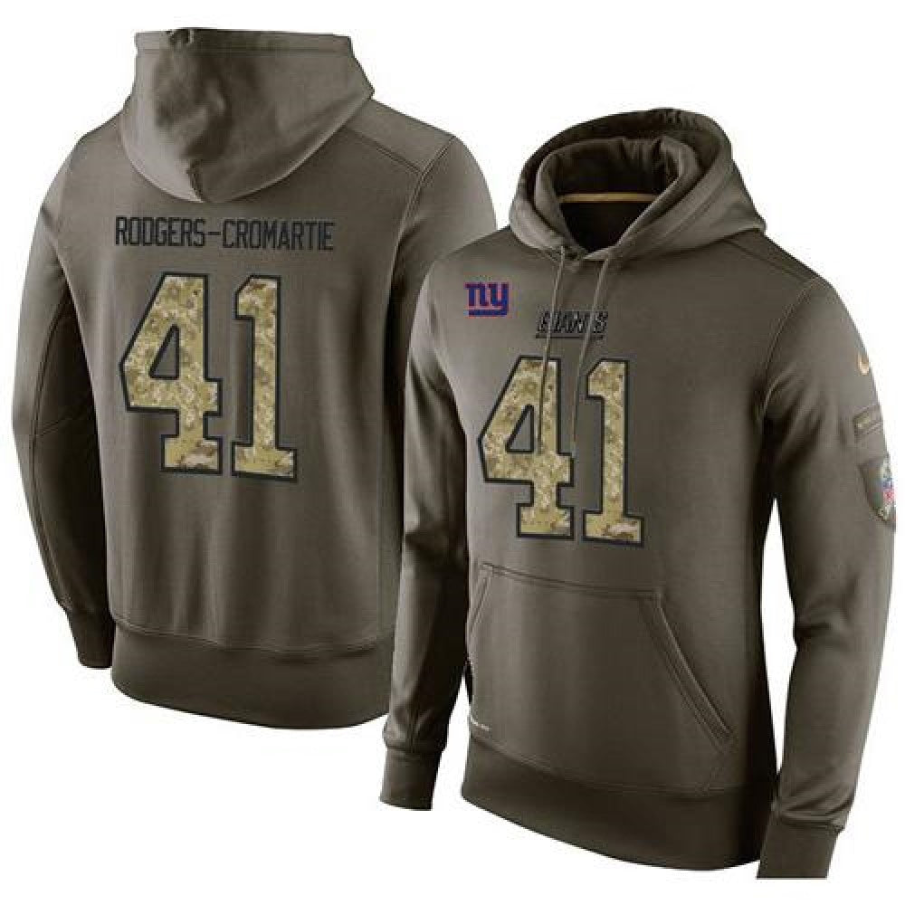 NFL Men's New York Giants #41 Dominique Rodgers-Cromartie Stitched Green Olive Salute To Service KO Performance Hoodie 