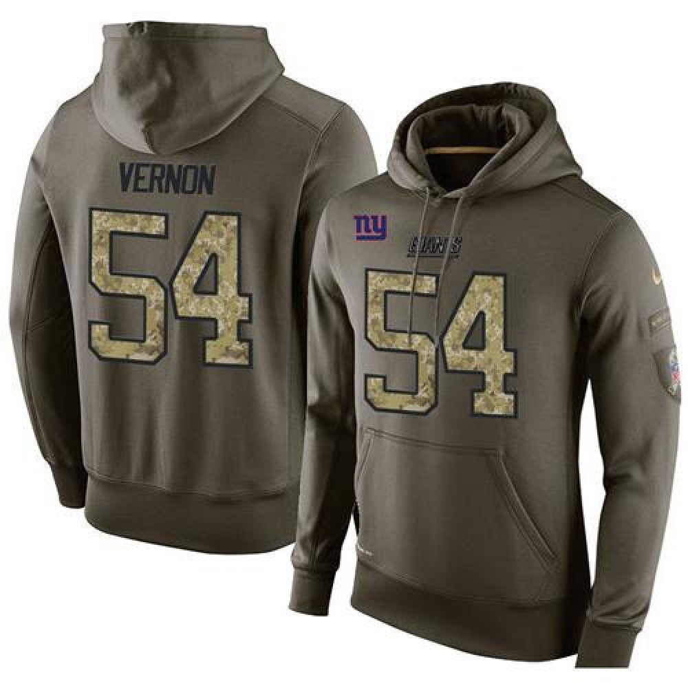 NFL Men's New York Giants #54 Olivier Vernon Stitched Green Olive Salute To Service KO Performance Hoodie 