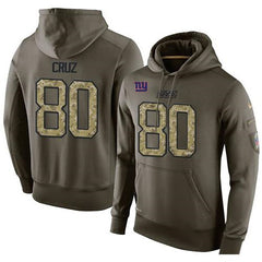 NFL Men's New York Giants #80 Victor Cruz Stitched Green Olive Salute To Service KO Performance Hoodie 