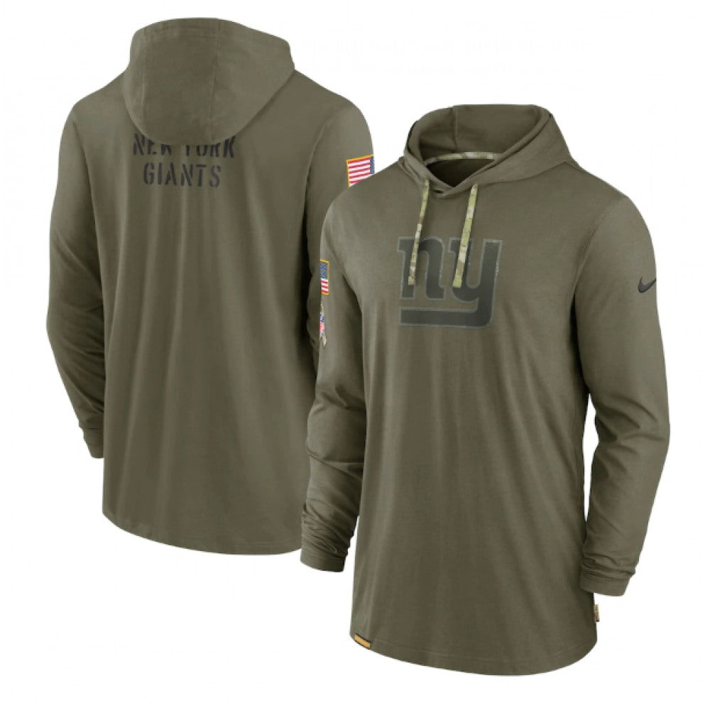 Men's New York Giants 2022 Olive Salute to Service Tonal Pullover Hoodie 