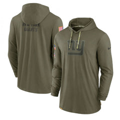 Men's New York Giants 2022 Olive Salute to Service Tonal Pullover Hoodie 