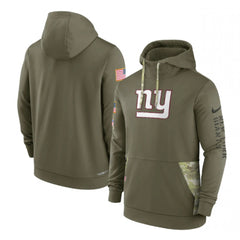 Men's New York Giants 2022 Olive Salute to Service Therma Performance Pullover Hoodie 