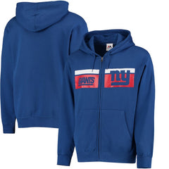 Men's New York Giants Royal Majestic Touchback Full-Zip NFL Hoodie 