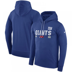 Men's New York Giants Royal Sideline Team Name Performance Pullover Hoodie 