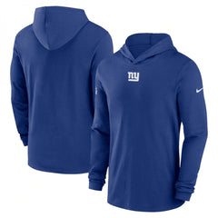 Men's New York Giants Royal Sideline Performance Long Sleeve Hoodie T-Shirt 