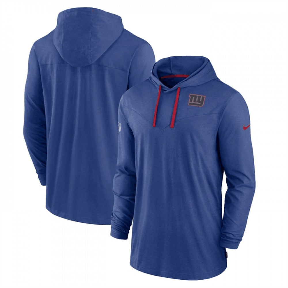 Men's New York Giants Royal Sideline Pop Performance Pullover Long Sleeve Hoodie T-Shirt 