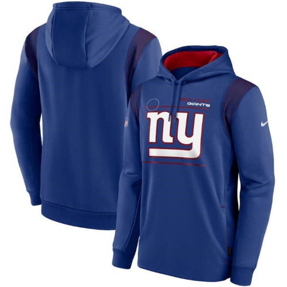 Men's New York Giants 2021 Royal Sideline Logo Performance Pullover Hoodie 