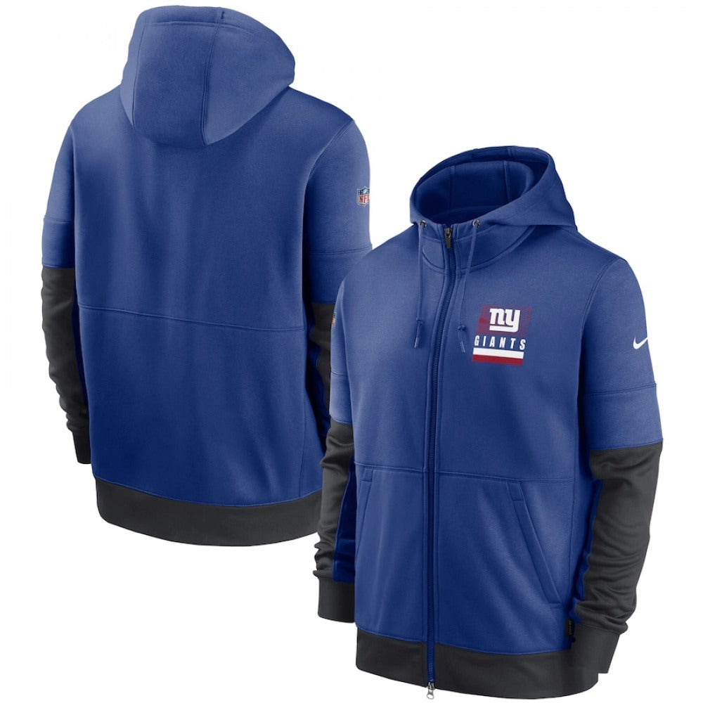 Men's New York Giants Royal Sideline Impact Lockup Performance Full-Zip Hoodie 