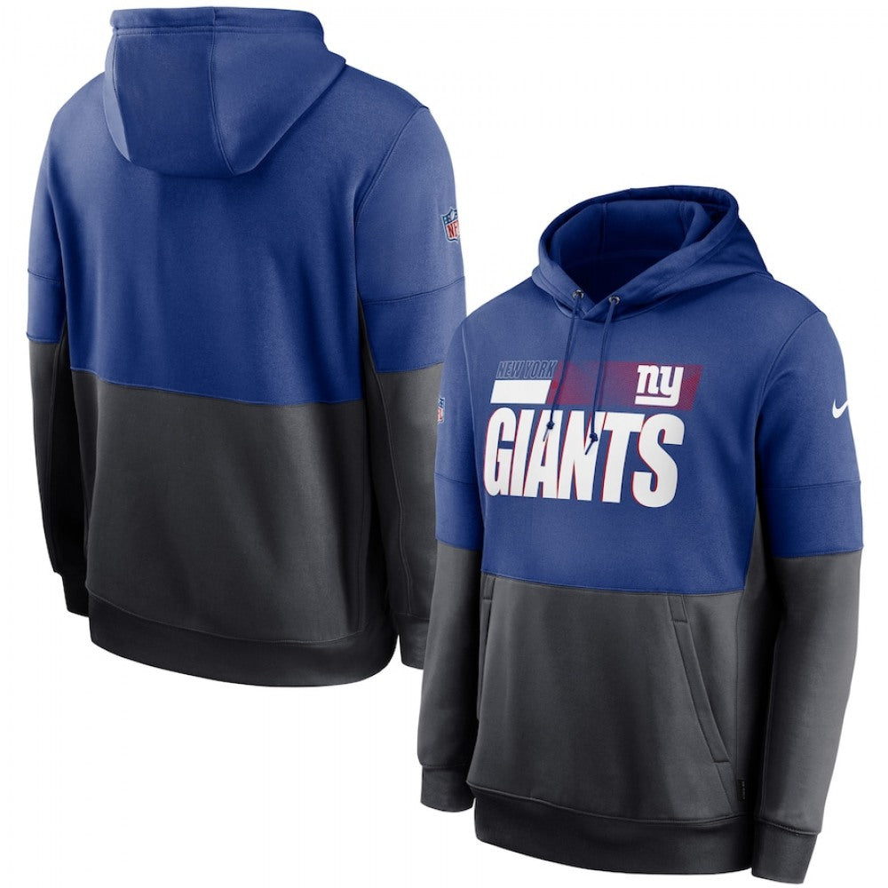 Men's New York Giants Royal/Charcoal Sideline Impact Lockup Performance Pullover Hoodie 
