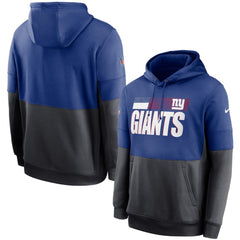 Men's New York Giants Royal/Charcoal Sideline Impact Lockup Performance Pullover Hoodie 