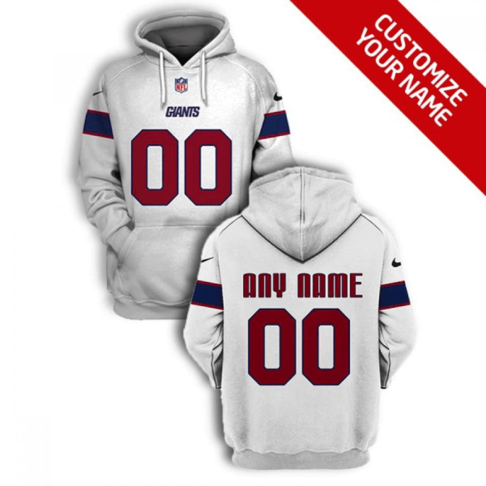 Men's New York Giants Active Player Custom 2021 White Pullover Hoodie 