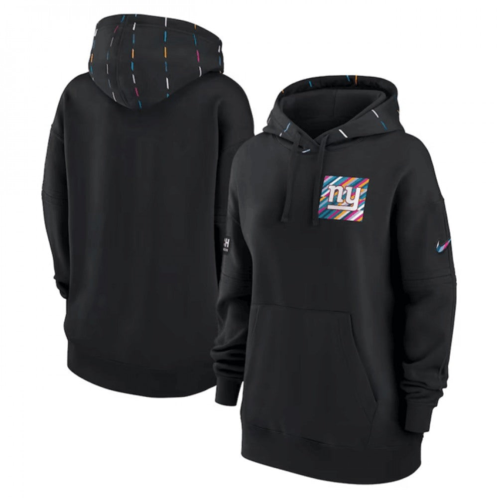 Women's New York Giants Black 2023 Crucial Catch Club Pullover Hoodie(Run Small) 