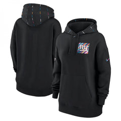 Women's New York Giants Black 2023 Crucial Catch Club Pullover Hoodie(Run Small) 