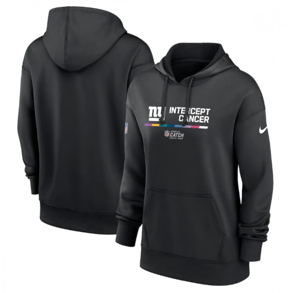 Women's New York Giants 2022 Black NFL Crucial Catch Therma Performance Pullover Hoodie(Run Small) 