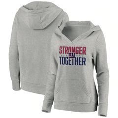Women's New York Giants Heather Gray Stronger Together Crossover Neck Pullover Hoodie(Run Small) 