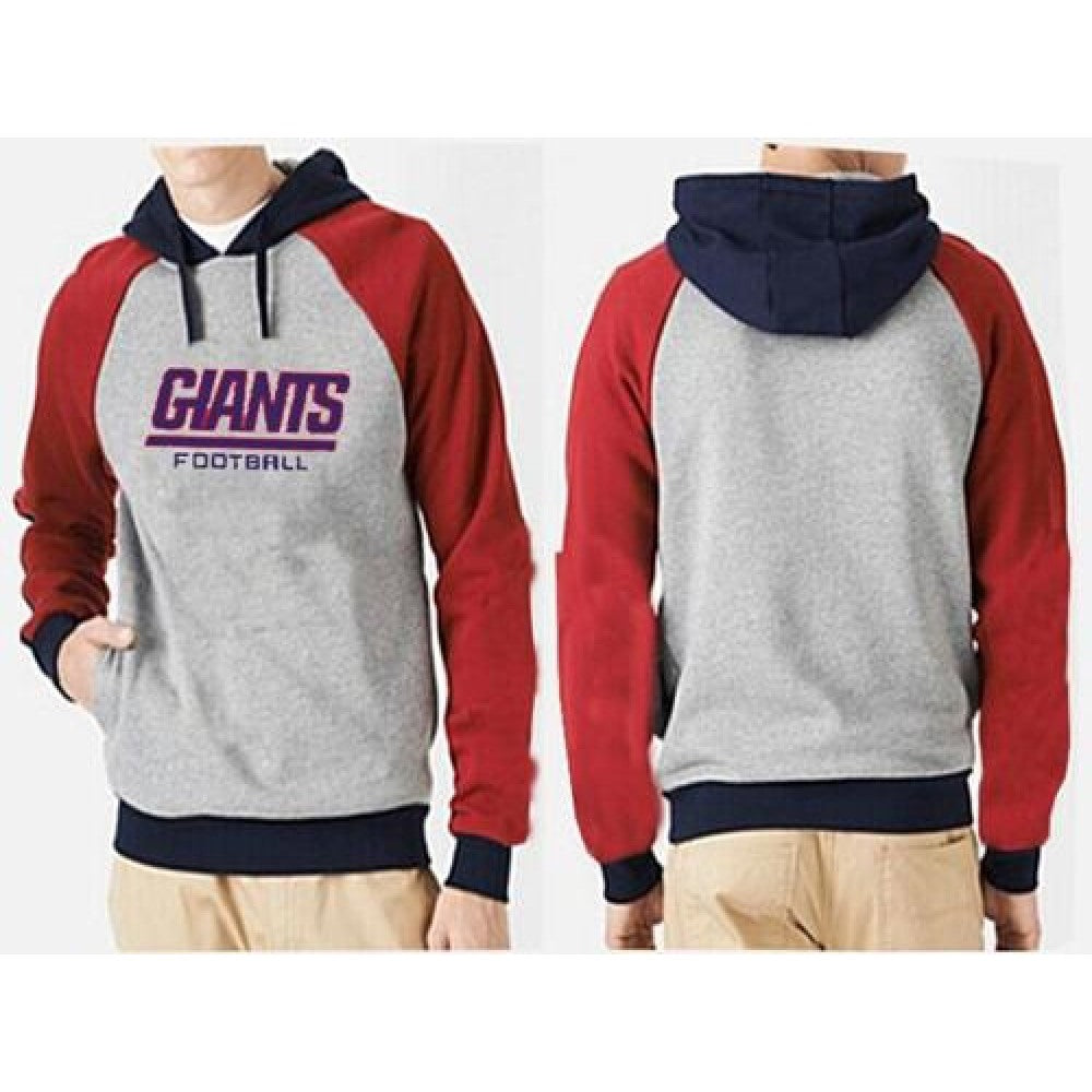 New York Giants Authentic Logo Pullover Hoodie Grey & Red 