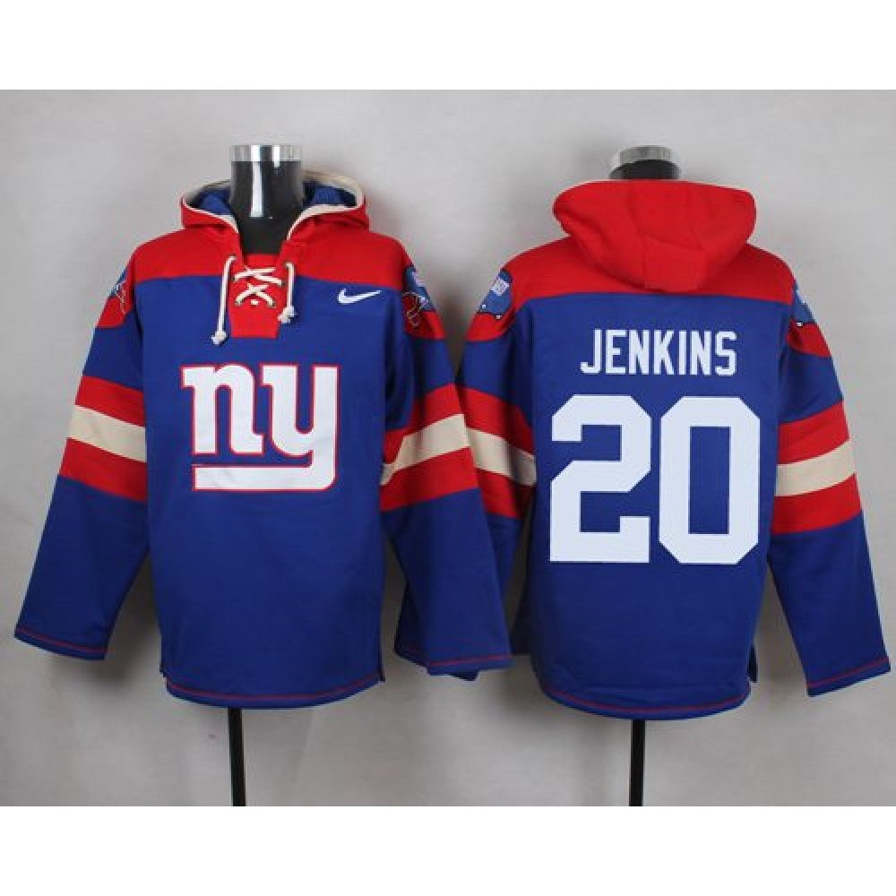 Giants #20 Janoris Jenkins Royal Blue Player Pullover NFL Hoodie 