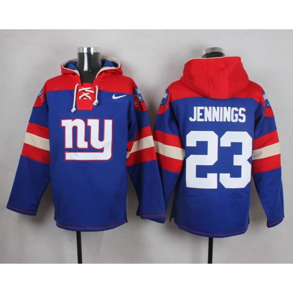 Giants #23 Rashad Jennings Royal Blue Player Pullover NFL Hoodie 