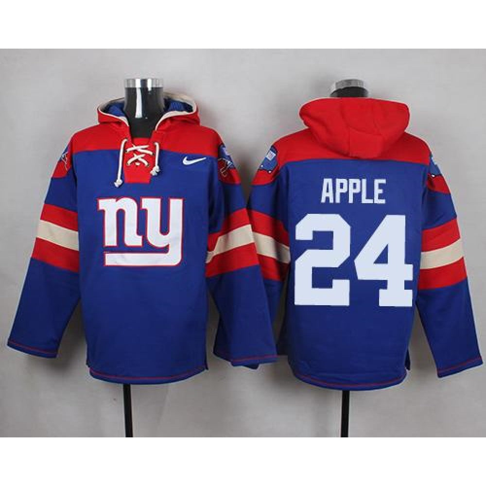 Giants #24 Eli Apple Royal Blue Player Pullover NFL Hoodie 