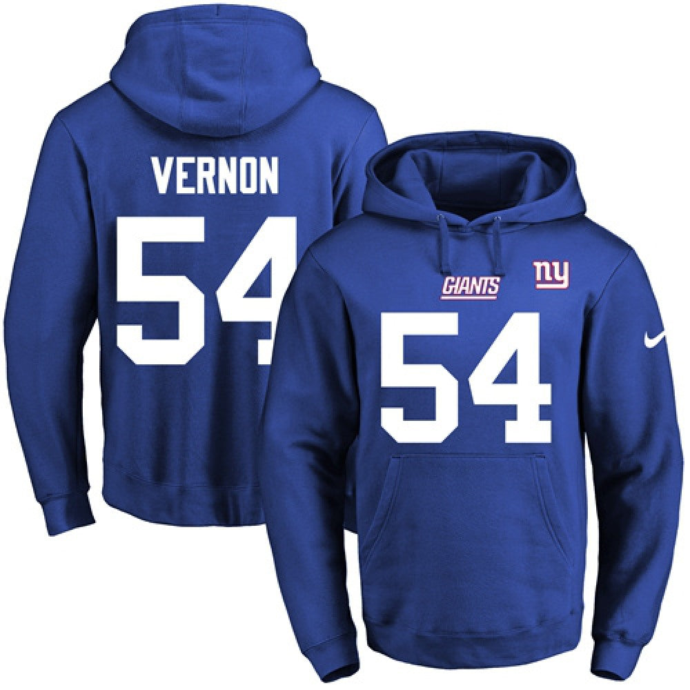 Giants #54 Olivier Vernon Royal Blue Name & Number Pullover NFL Hoodie 