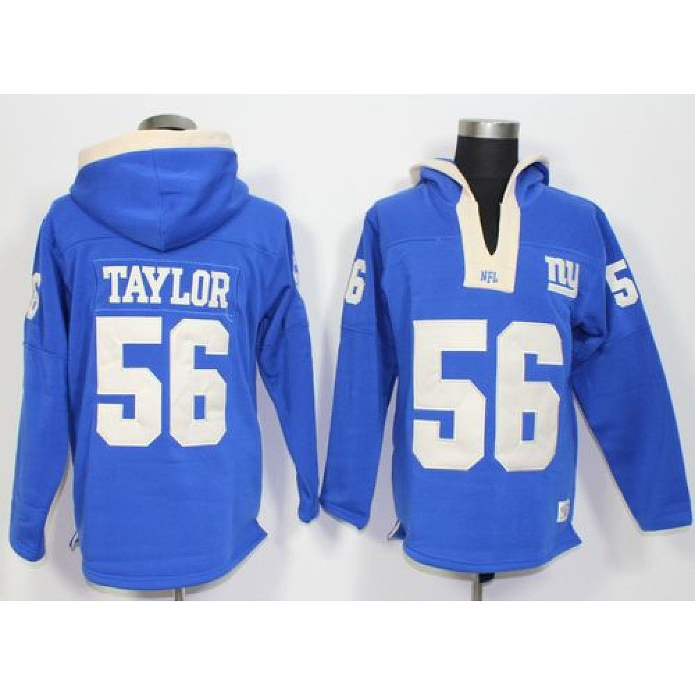 New York Giants #56 Lawrence Taylor Royal Blue Player Winning Method Pullover NFL Hoodie 