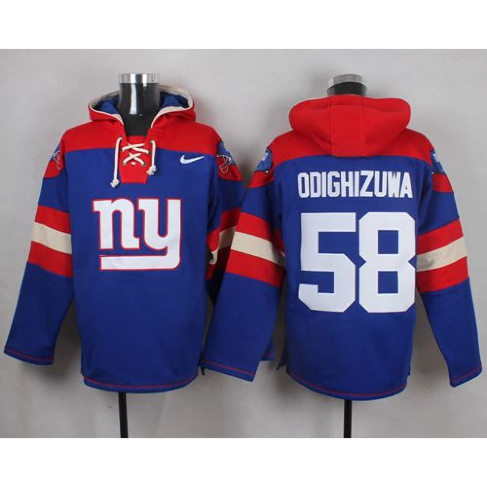 Giants #58 Owa Odighizuwa Royal Blue Player Pullover NFL Hoodie 