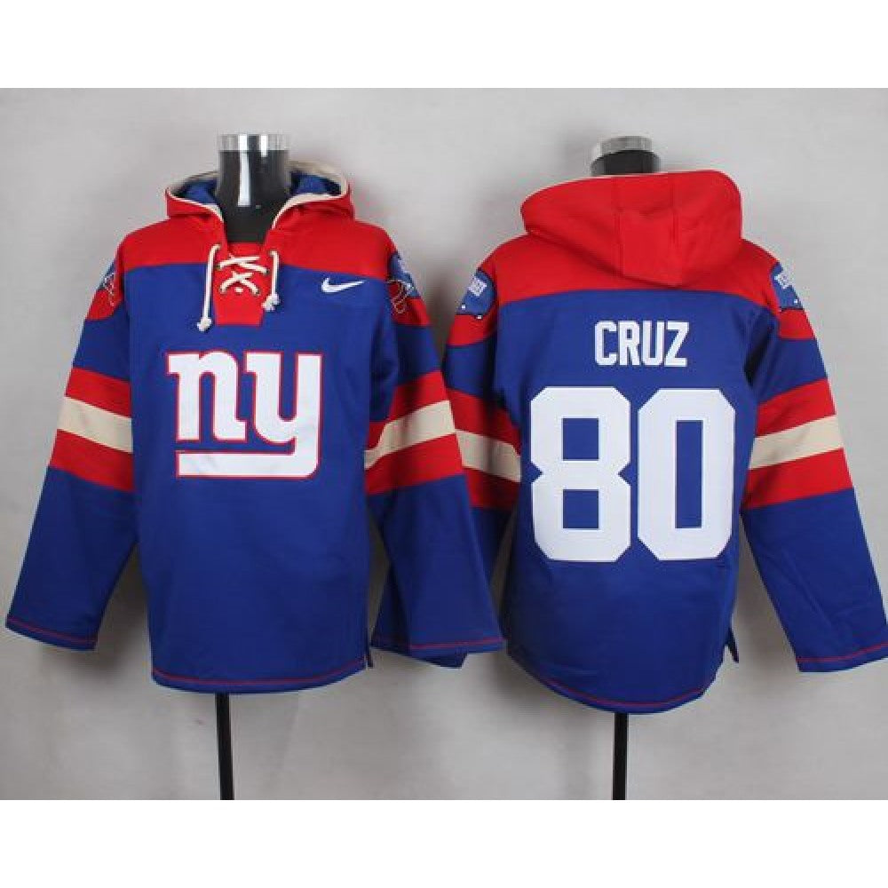 Giants #80 Victor Cruz Royal Blue Player Pullover NFL Hoodie 