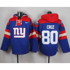 Giants #80 Victor Cruz Royal Blue Player Pullover NFL Hoodie 