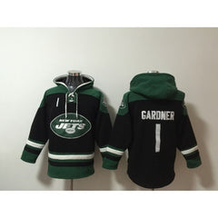 Men's New York Jets #1 Ahmad Gardner Black Ageless Must-Have Lace-Up Pullover Hoodie 