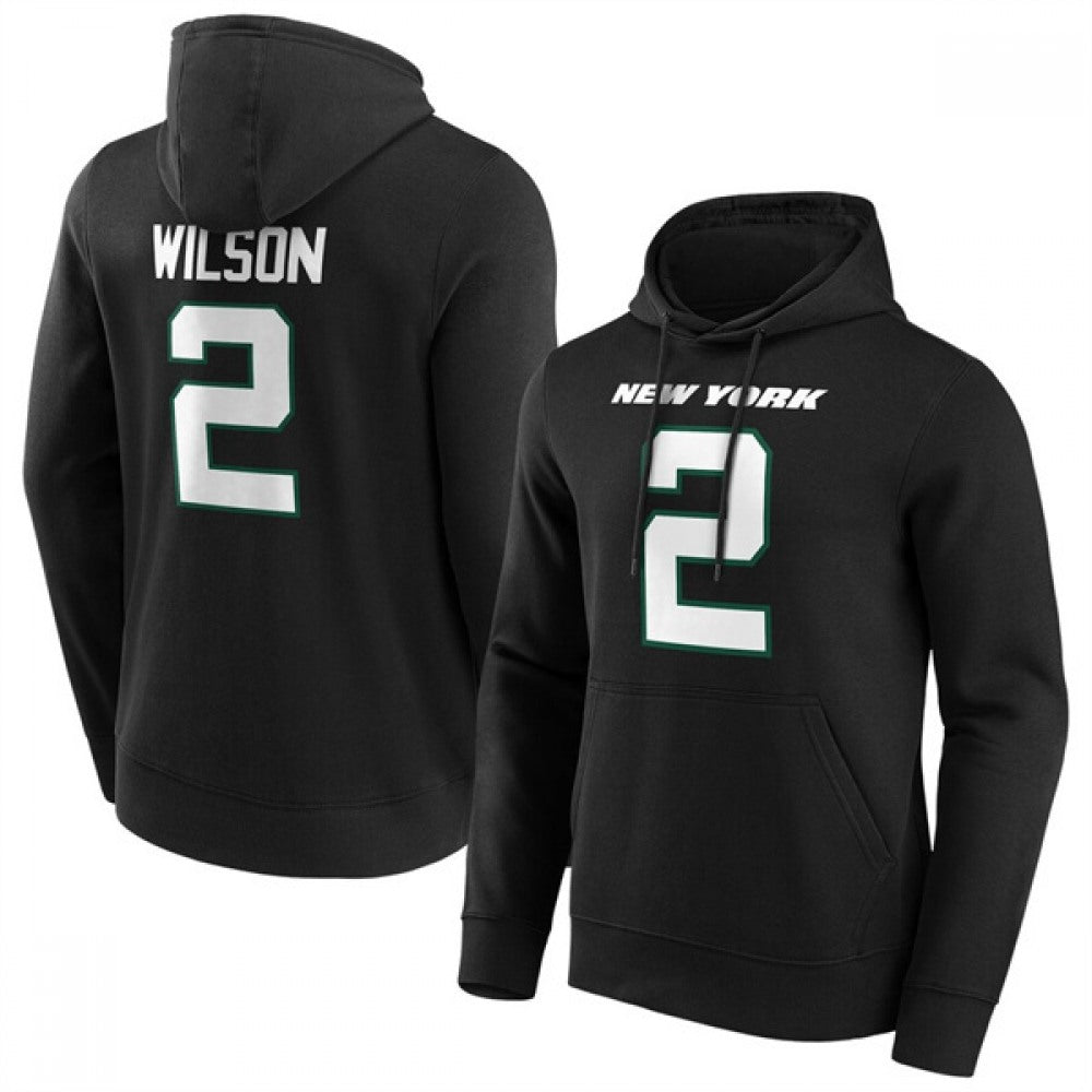 Men's New York Jets #2 Zach Wilson Black Hoodie 